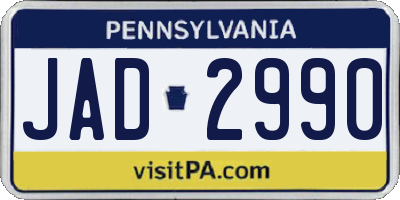 PA license plate JAD2990