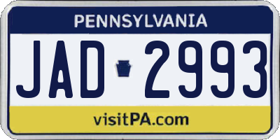 PA license plate JAD2993