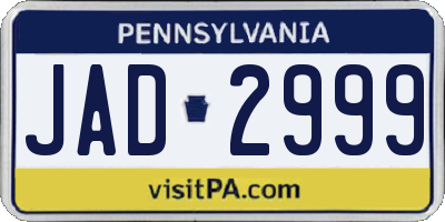 PA license plate JAD2999