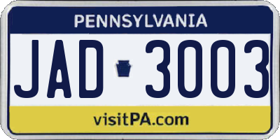 PA license plate JAD3003