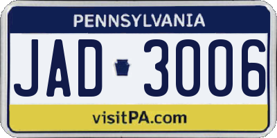 PA license plate JAD3006