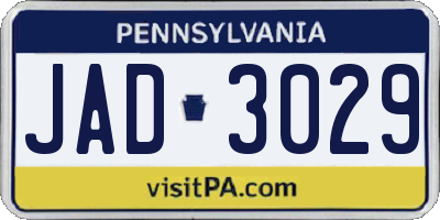 PA license plate JAD3029