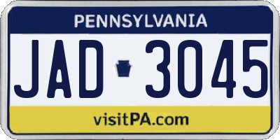 PA license plate JAD3045