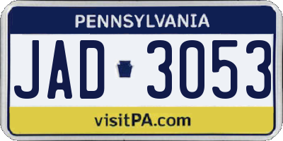 PA license plate JAD3053
