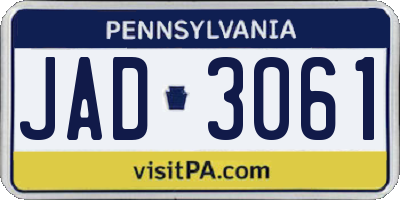 PA license plate JAD3061