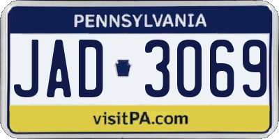 PA license plate JAD3069