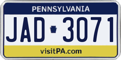 PA license plate JAD3071