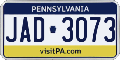PA license plate JAD3073