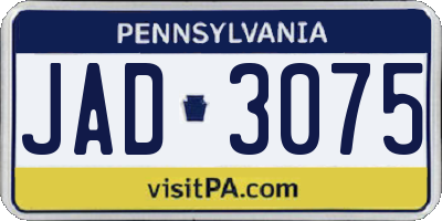PA license plate JAD3075