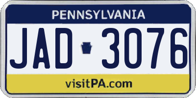 PA license plate JAD3076