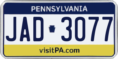 PA license plate JAD3077