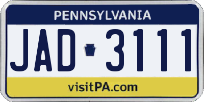 PA license plate JAD3111