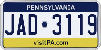 PA license plate JAD3119