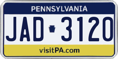 PA license plate JAD3120