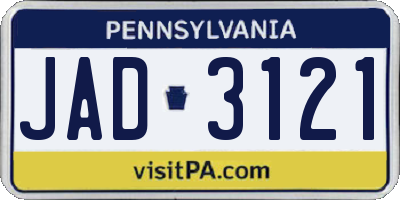 PA license plate JAD3121