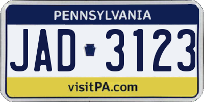 PA license plate JAD3123