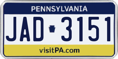 PA license plate JAD3151