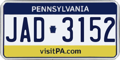 PA license plate JAD3152