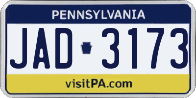 PA license plate JAD3173