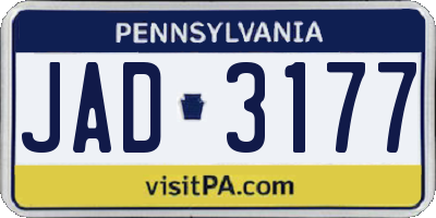 PA license plate JAD3177