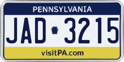 PA license plate JAD3215