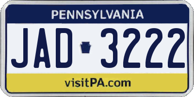 PA license plate JAD3222