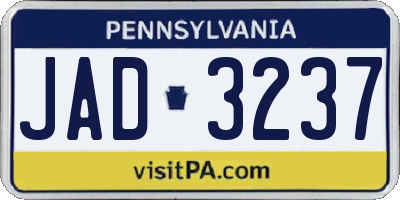 PA license plate JAD3237
