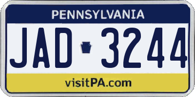 PA license plate JAD3244