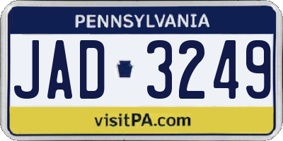 PA license plate JAD3249