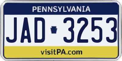 PA license plate JAD3253