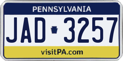 PA license plate JAD3257