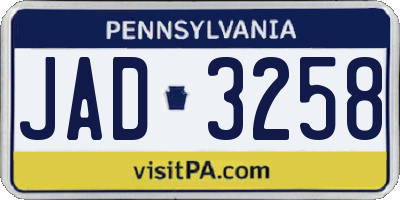 PA license plate JAD3258