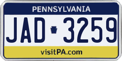 PA license plate JAD3259