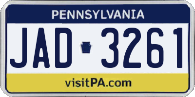 PA license plate JAD3261
