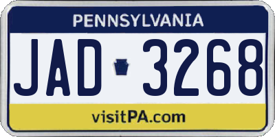 PA license plate JAD3268