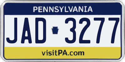 PA license plate JAD3277