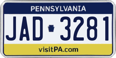 PA license plate JAD3281