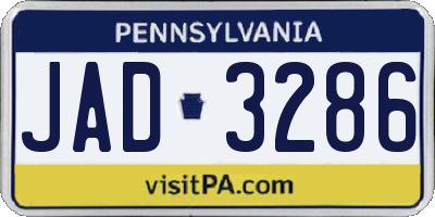PA license plate JAD3286