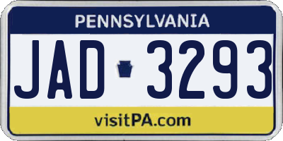 PA license plate JAD3293