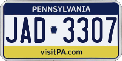 PA license plate JAD3307