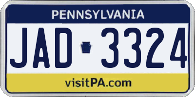 PA license plate JAD3324