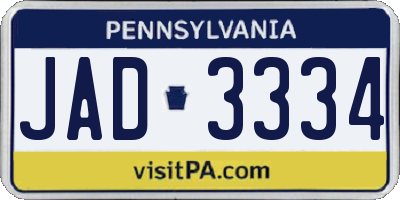 PA license plate JAD3334