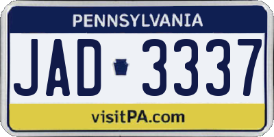 PA license plate JAD3337