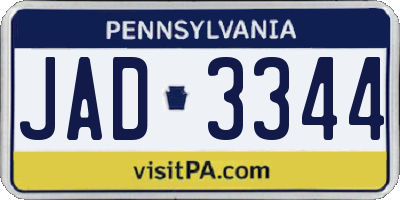 PA license plate JAD3344
