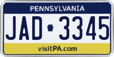 PA license plate JAD3345