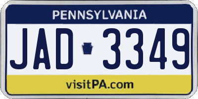 PA license plate JAD3349