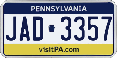 PA license plate JAD3357
