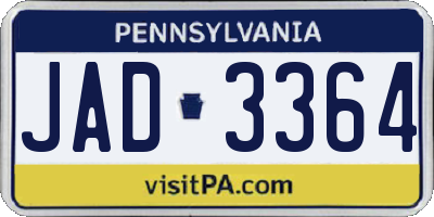 PA license plate JAD3364