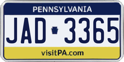 PA license plate JAD3365