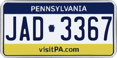 PA license plate JAD3367